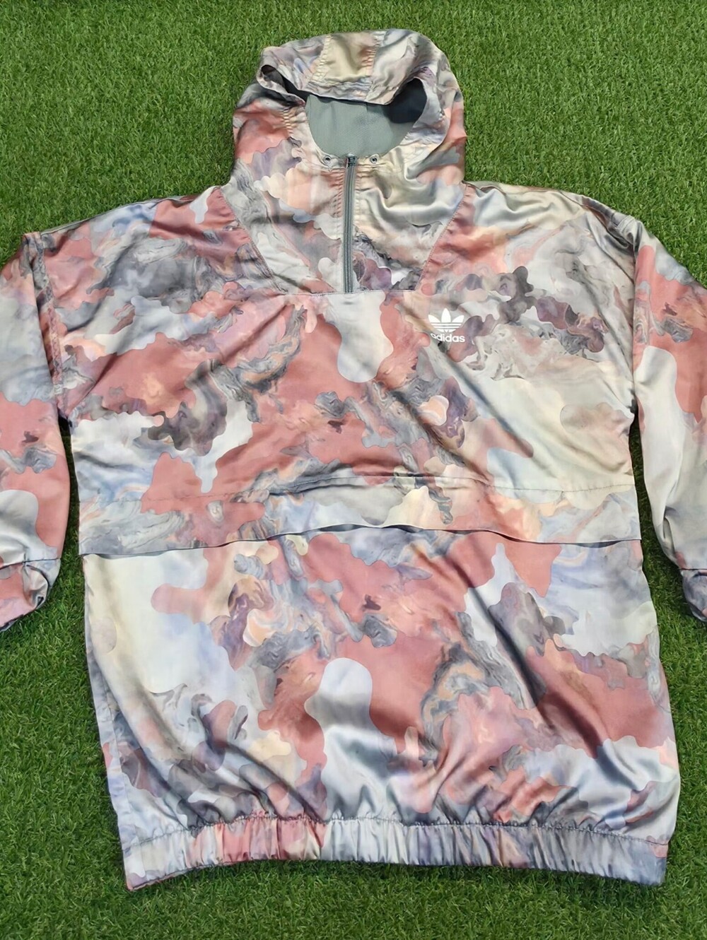 Adidas women's small pastel water color oil spill Hooded Windbreaker Jacket